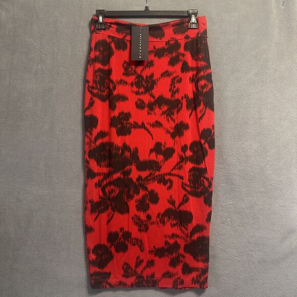 NWT Bryn Walker Sloan Midi Pencil Skirt Abstract Floral Print Stretch Size XXS - Picture 1 of 5